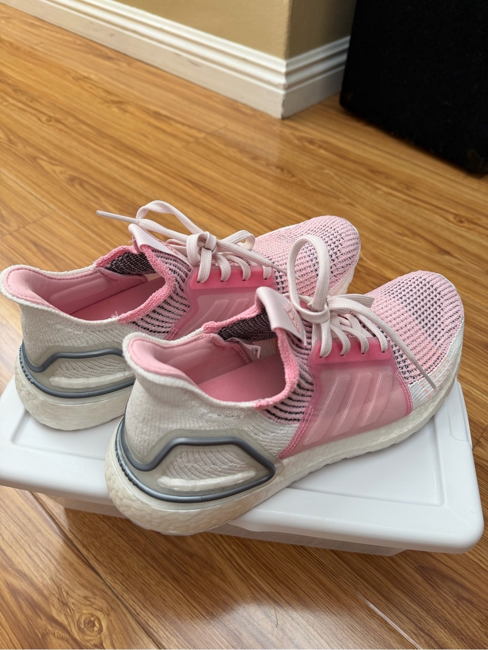 Preloved Adidas Ultra Boost Women’s Pink and White Knit Running Shoes